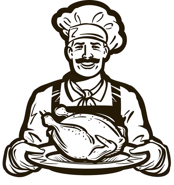 لوگوی وکتور آشپزی نماد گوشت مرغ بوقلمون یا غذا