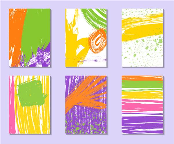 مجموعه کارتهای دستی خط زدن وکتور تصویرگری جلد کتاب زمینه طراحی شرکت الگوهای خلاقانه