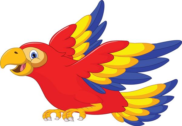 کارتون پرنده ماکائو در حال پرواز