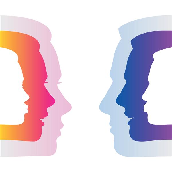 زن و مرد احساسات واقعی را توسط چهره بی طرف بی تفاوت پنهان می کنند روابط اجتماعی و ارتباطات زن و مرد؛ چهره های زنانه و مردانه با احساسات وکتور Eps8