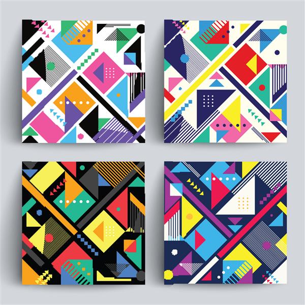 مجموعه زمینه های الگوی هندسی قابل استفاده برای جلد پلاکارد پوستر بروشور و طراحی بنر