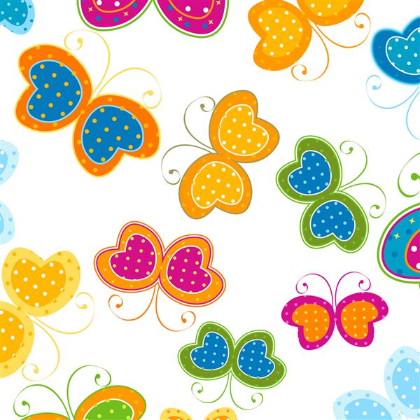 وکتور الگوی رنگارنگ پروانه های بافت
