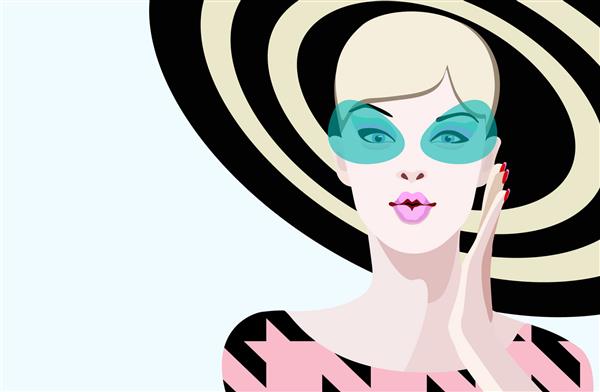 انتزاعی مدل داغ دخترانه می گویند وای الگوی لباس عینک آفتابی کلاه راه راه هنر مد زیبایی چاپ وکتور رنگی فروشگاه زنانه فروش زیبایی