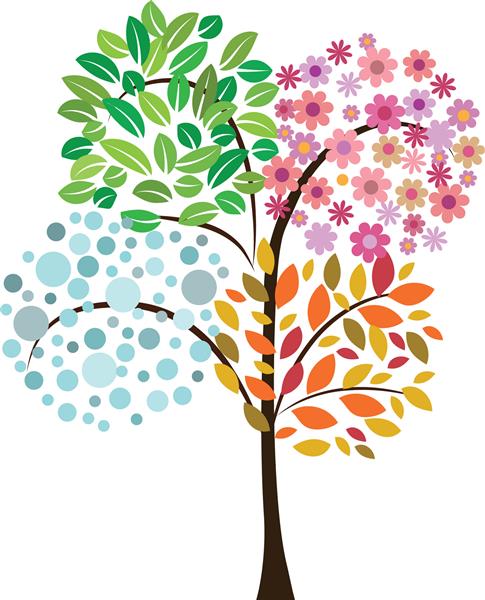 درخت رنگارنگ چهار فصل نماد بردار