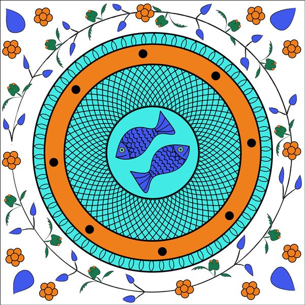 تصویر وکتور از تزئینات کاشی و سرامیک به سبک مدیترانه ای