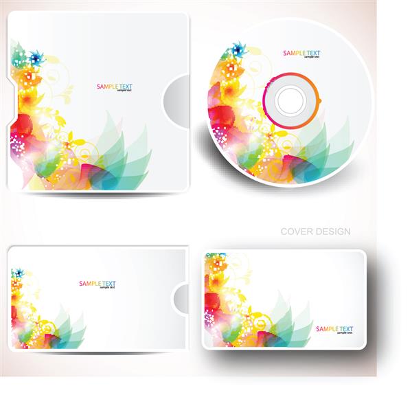 الگوی طراحی جلد دیسک و کارت ویزیت طرح گل