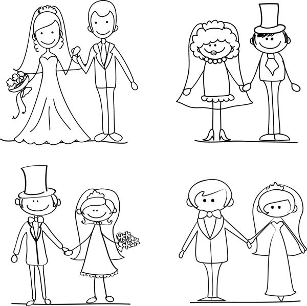 ست عروسی - زن و شوهر ایستاده و دست به دست هم داده اند