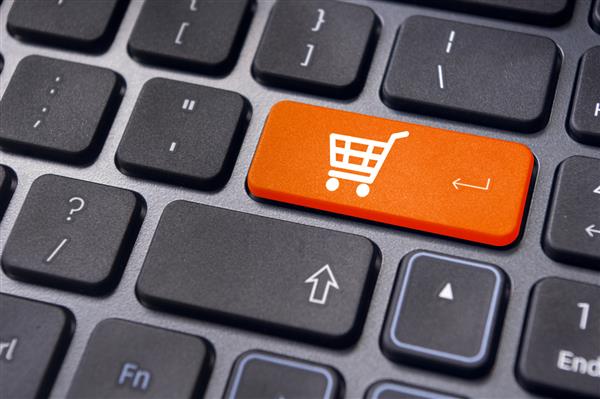 مفاهیم خرید آنلاین یا فروشگاه اینترنتی با نماد سبد خرید