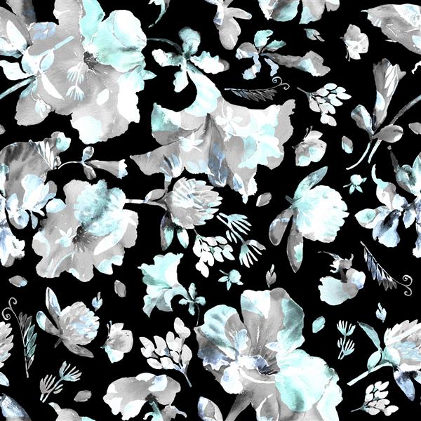 طرح بدون رنگ آبرنگ از گلهای وحشی و گلهای گلبرگ الگوی پارچه و کاغذ دیواری برای طراحی و تزئین