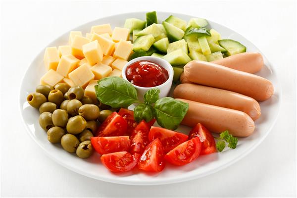 پیش غذا - سوسیس پنیر و سبزیجات