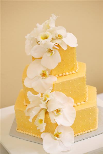 کیک عروسی با ارکیده سفید