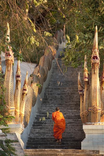 راهبان بودایی پابرهنه در چیانگ مای تایلند