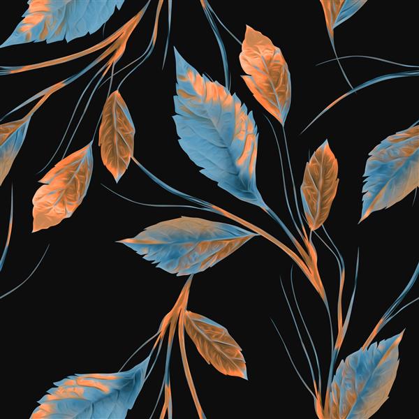 برگ های پاییز الگوی یکپارچه ای دارند پس زمینه آبرنگ تصویرگری با دست