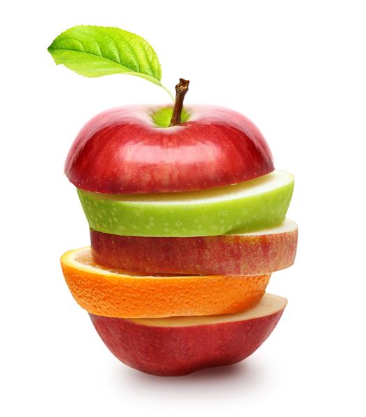 سیب و میوه نارنج جدا شده