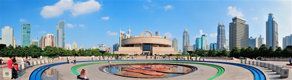 شانگهای چین موزه شانگهای با افق شهر