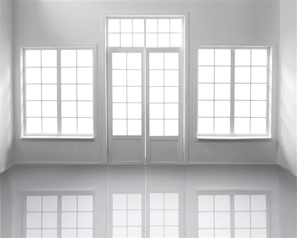 پنجره و درب سفید روی سفید
