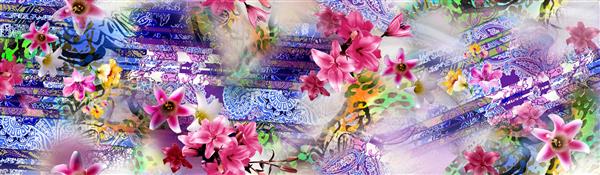پس زمینه انتزاعی پارچه شگفت انگیز دسته گل های نیمه رنگ تصویر گل زمینه انتزاعی ترکیب گیاه شناسی برای کارت تبریک و چاپ پارچه و دیجیتال - تصویر