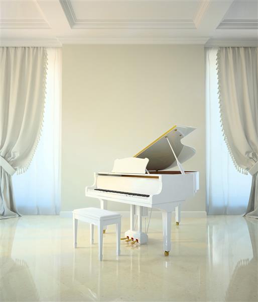 اتاق پیانو در سبک کلاسیک سه بعدی
