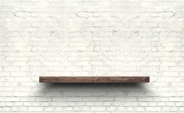 قفسه چوبی در پس زمینه بافت دیوار آجری