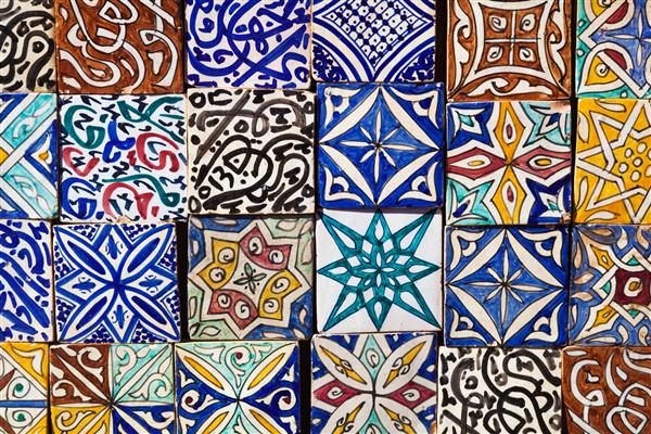 مجموعه ای از کاشی های دیواری مراکش