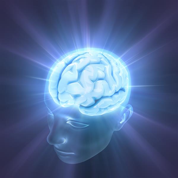 سر با انرژی مغز روشن می شود مفهوم تفکر قدرت ذهن
