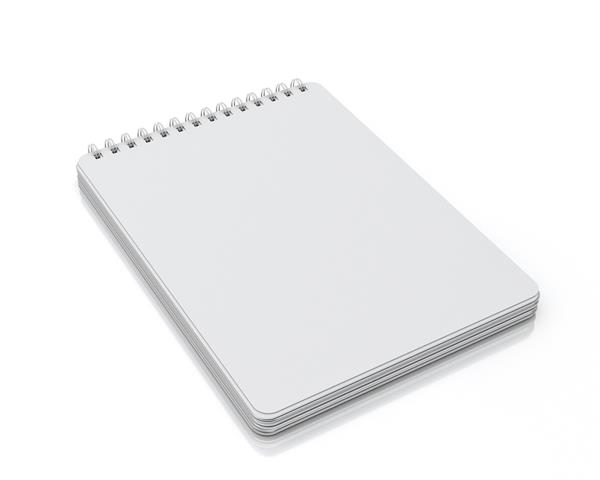 دفترچه مارپیچی خالی که روی زمینه سفید قرار گرفته است