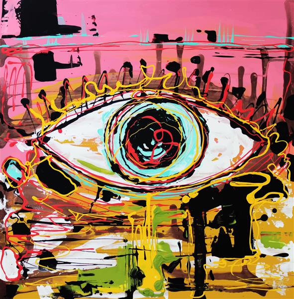 ترکیب انتزاعی هنر اصلی غیر معمول چشم انسان نسخه رستر نقاشی اکریلیک