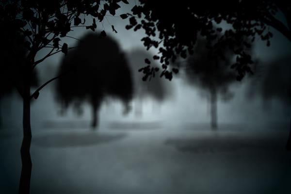 به صورت دیجیتالی صحنه تاریک گوتیک با درختان ایجاد کرد