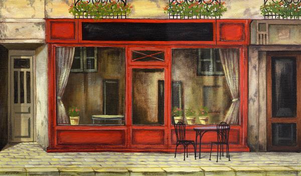 تصویری که در کافه پاریس رنگ روغن شده است