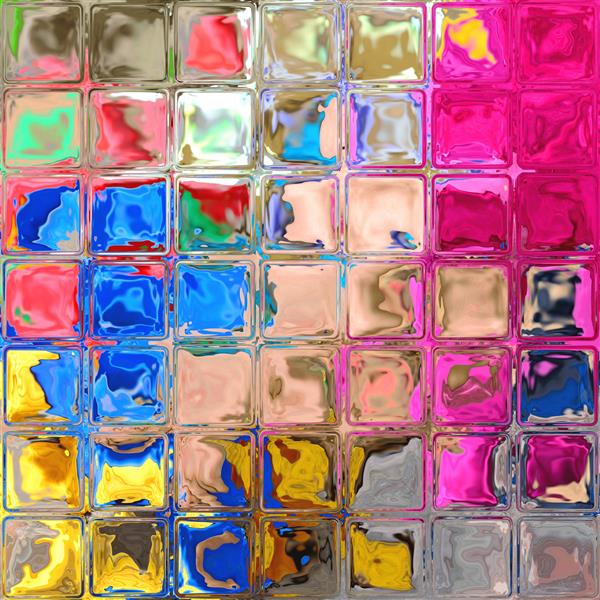 الگوی بلوک های شیشه ای رنگارنگ و براق