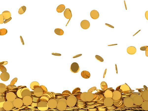 طراحی مفهومی سقوط سکه های طلایی پر کردن صفحه با سکه ها