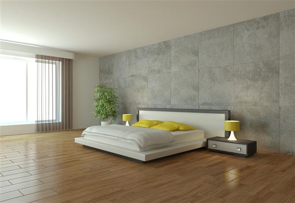 طراحی اتاق خواب سفید ارائه سه بعدی