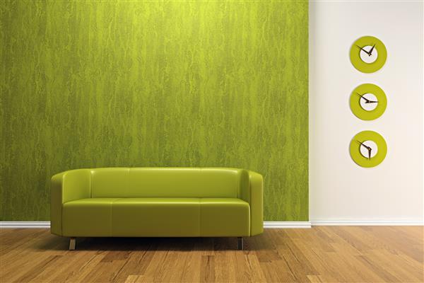 فضای داخلی سبز با مبل سه بعدی