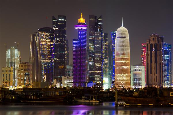 دوحه قطر در شب