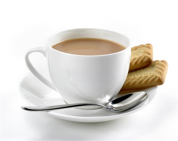یک فنجان چای سفید با بیسکویت
