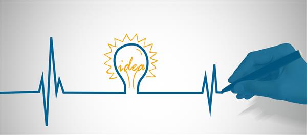 ضربان قلب با ایده لامپ ایده کسب و کار مفهوم تجارت