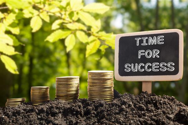 زمان موفقیت - مفهوم فرصت مالی سکه های طلایی
