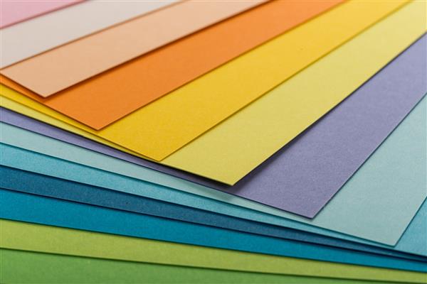 ورق های کاغذ رنگی پالت رنگین کمانی