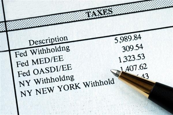 لیستی از مالیات های نگهداری شده از موارد پرداختی