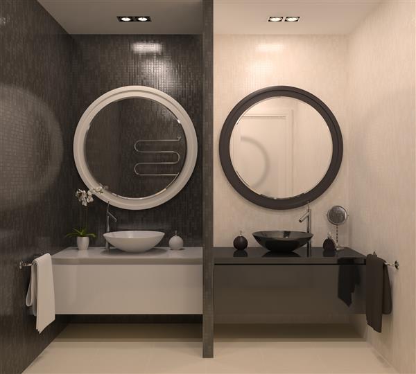 داخلی حمام مدرن رندر سه بعدی