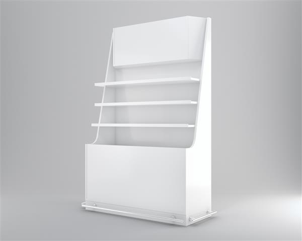 نمایش ویترین خالی خالی نمایش قفسه رندر سه بعدی نمای جانبی