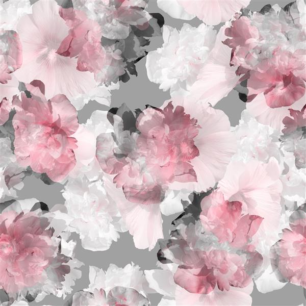 طرح گل صورتی گل صد تومانی تکرار زمینه شکوفه برای چاپ هنر باغبانی طبیعی