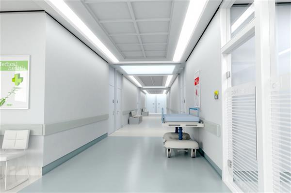 رندر سه بعدی فضای داخلی بیمارستان