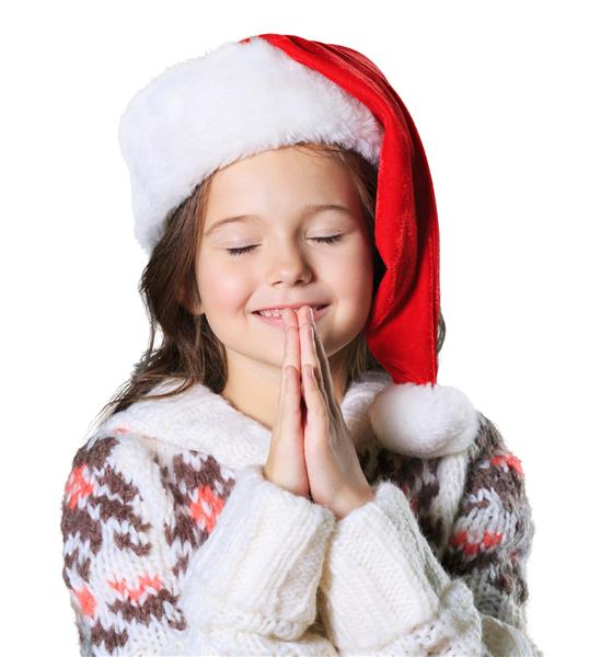 دختر کوچک زیبا با کلاه سانتا