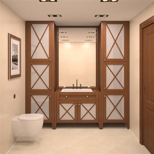 داخلی حمام مدرن رندر سه بعدی عکس روی دیوار از مایورکا