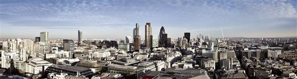شهر لندن یکی از مراکز برجسته مالی جهانی است این نمای پانوراما شامل برج 42گورکین ساختمان و یلیسبرج بورس سهام لویدس لندن برج تاور و قناری اسکله است