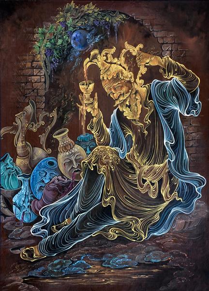 هفت هزار سالگان نقاشی مینیاتور و نگارگری جان بخشی به جام و پیاله اثر میلاد مهتابیان پور