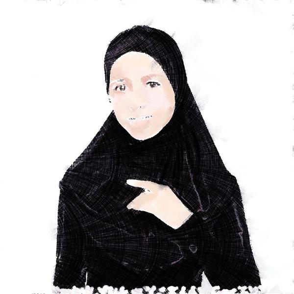 نقاشی دیجیتال آبرنگی حجاب دختر جوان