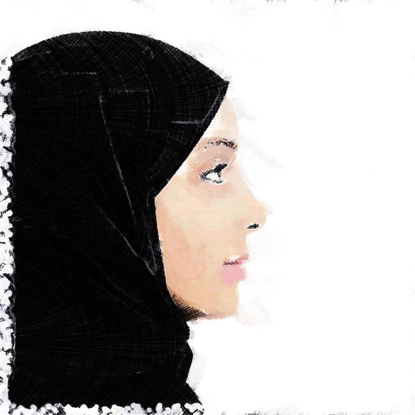نقاشی دیجیتال حجاب دختر جوان 