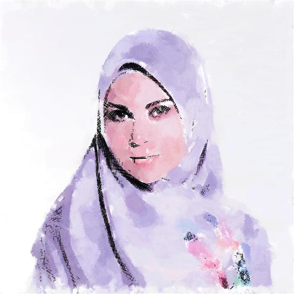 نقاشی دیجیتال حجاب دختر جوان